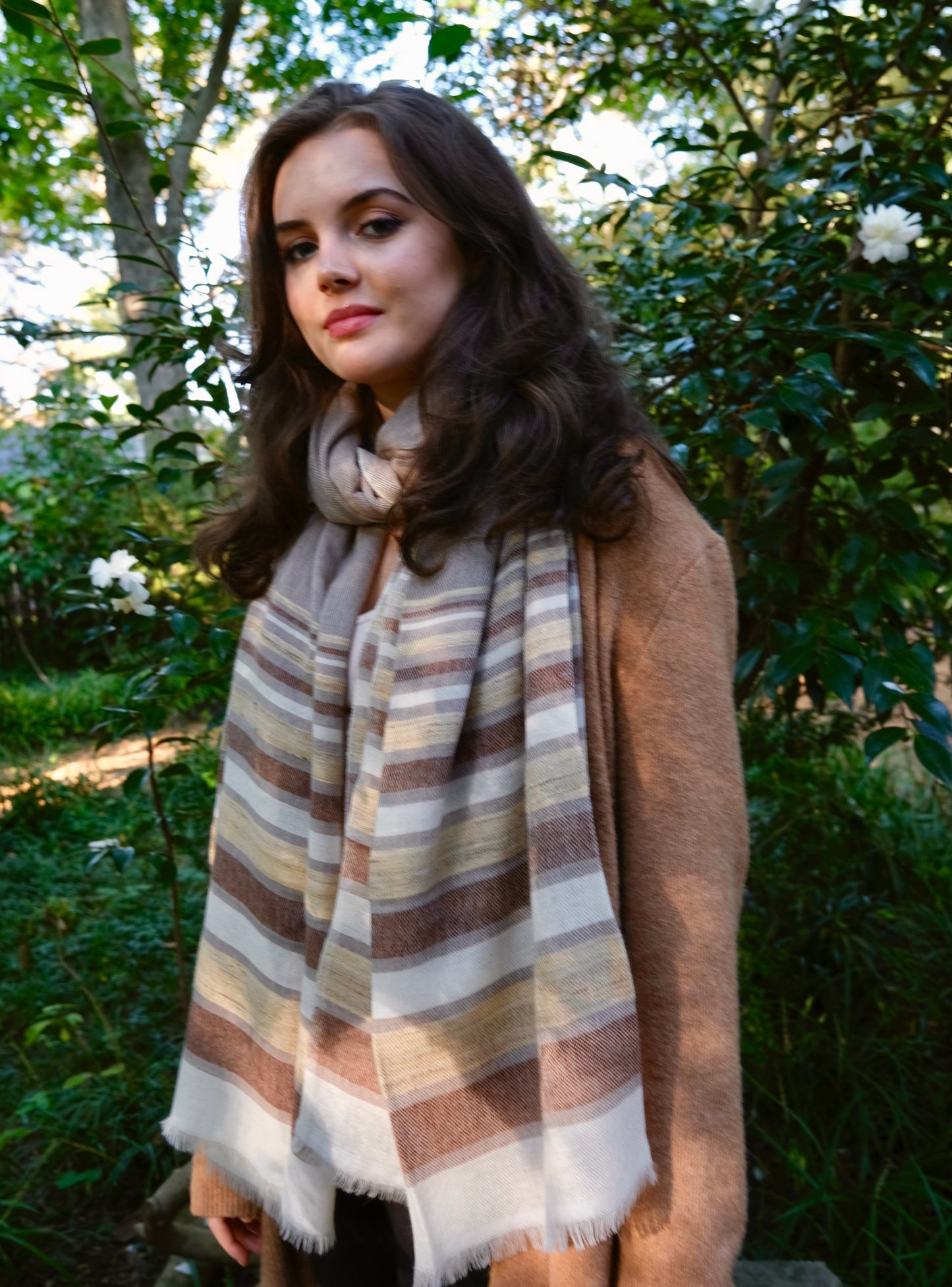 Fine Cashmere Natural Irish Weave Shawl
