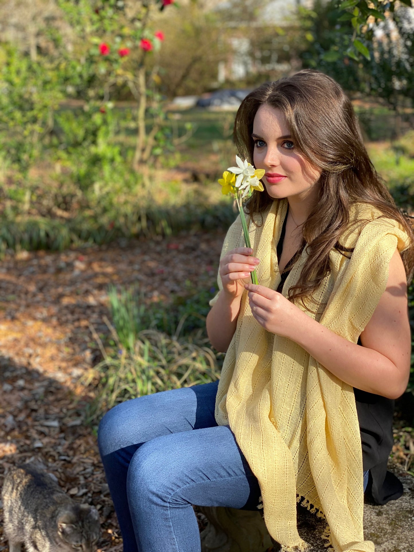 Raw Silk & Cotton Basket Weave Shawl