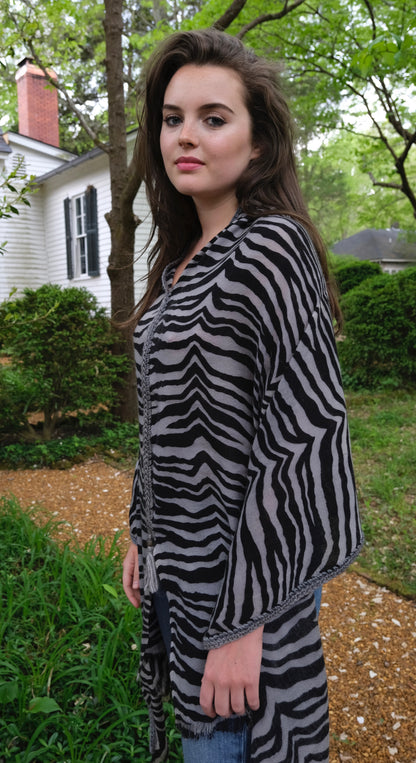 Tiger Print Cashmere Kimono