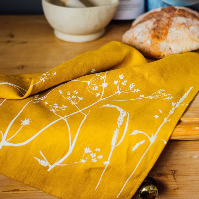English Linen Hand Printed Hedgerow Tea Towel