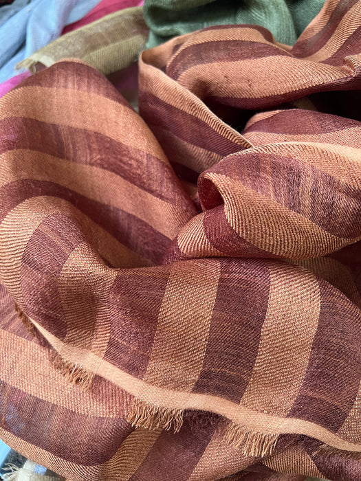 Classic Hand loomed Ribbon Silk Scarf-Wrap