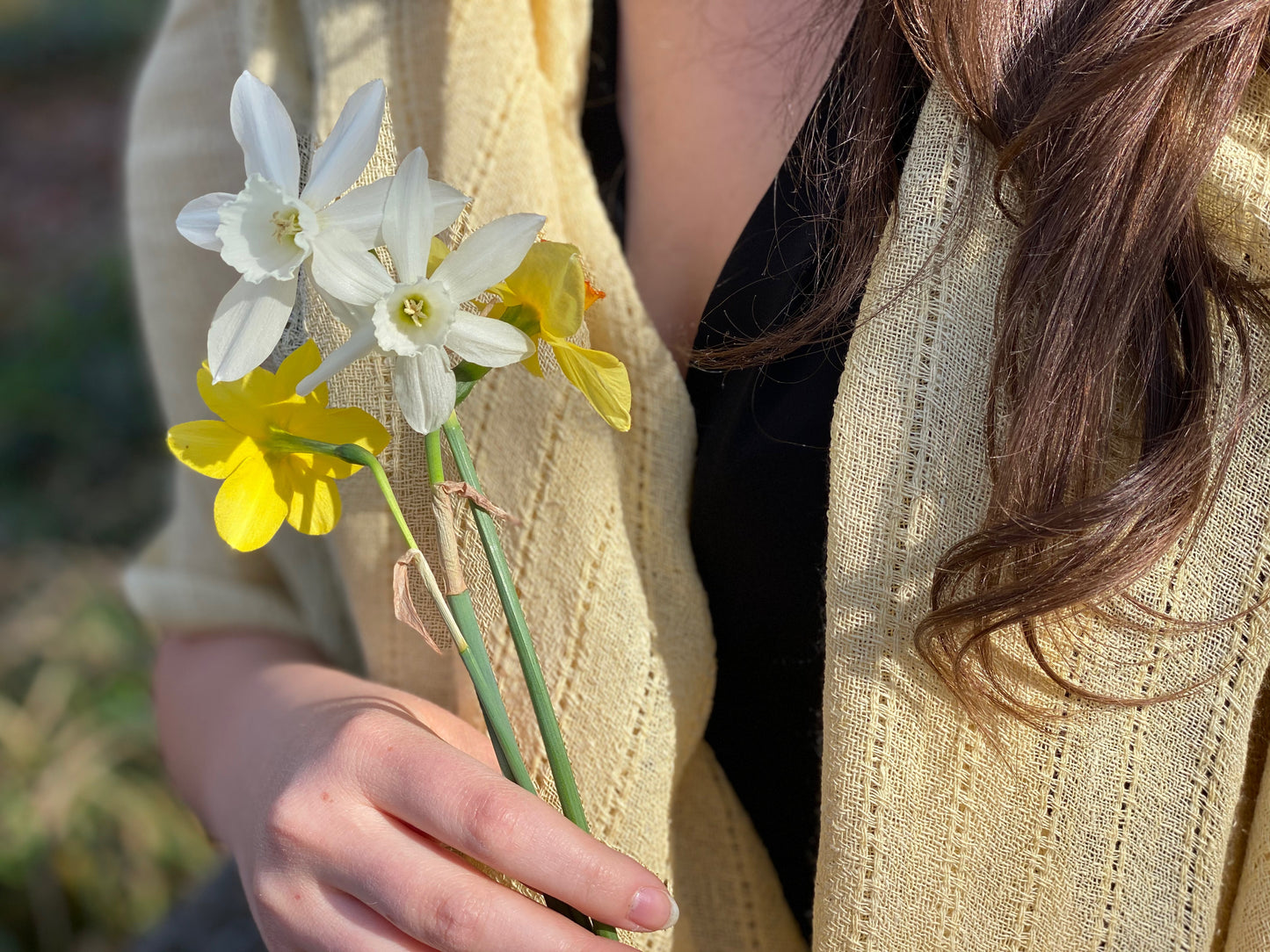 Raw Silk & Cotton Basket Weave Shawl