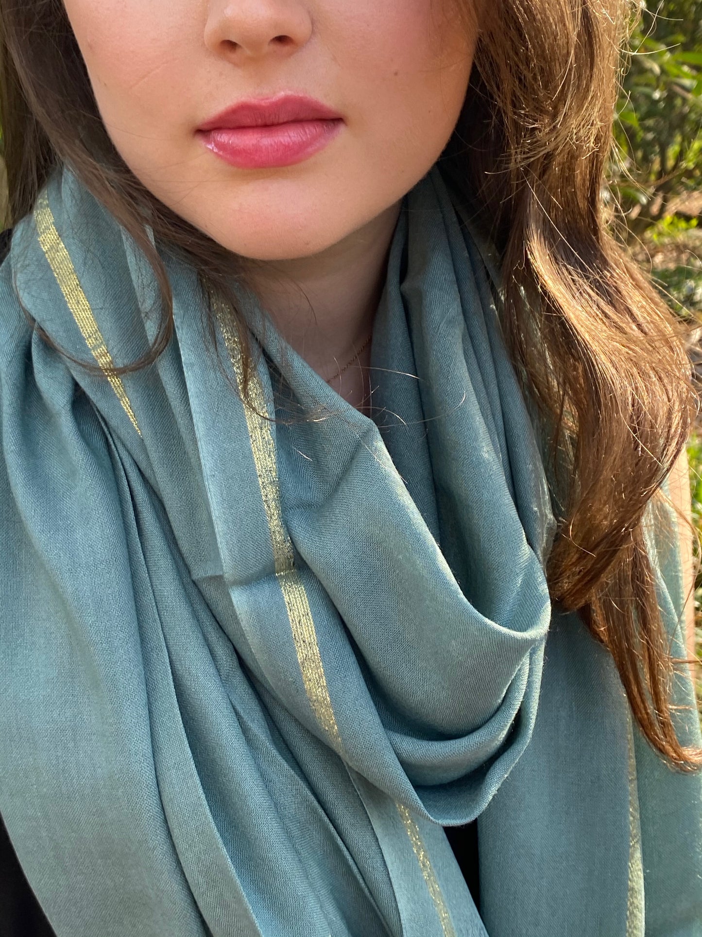 Silver & Gold Spun Scarf-Shawl