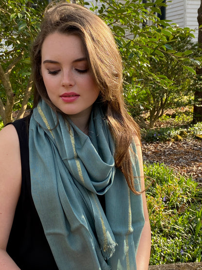 Silver & Gold Spun Scarf-Shawl