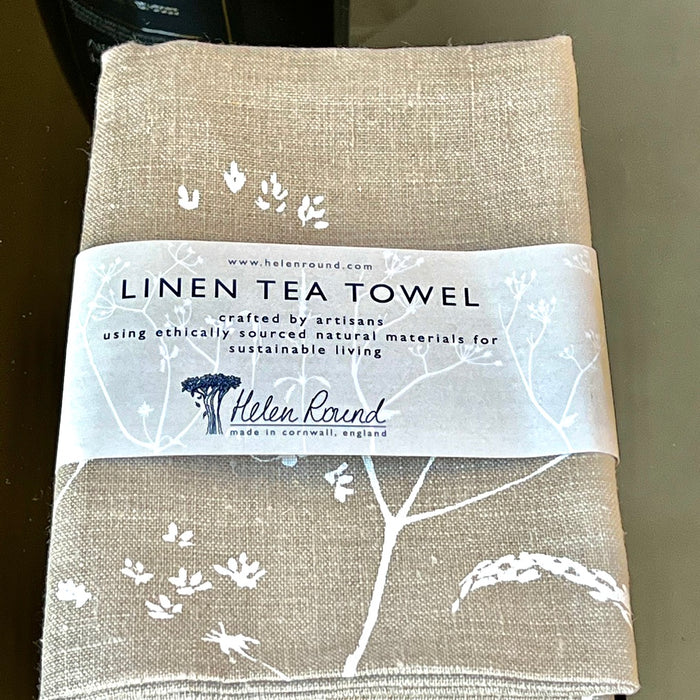 English Linen Hand Printed Hedgerow Tea Towel